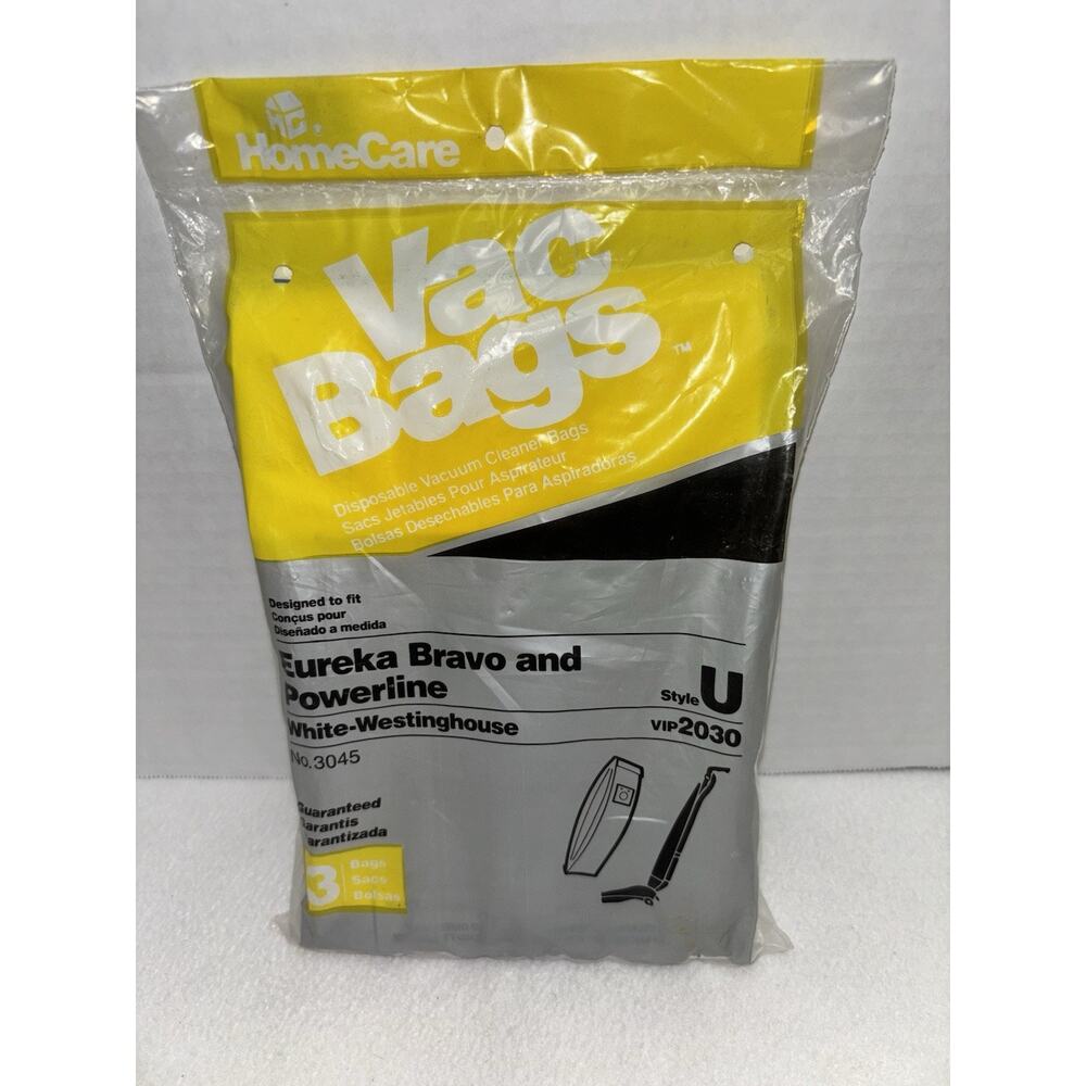 Home Care 3 Vacuum Bags 3045 Style U For Eureka White-Westinghouse 2030 New